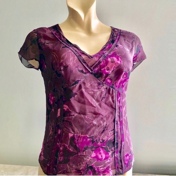 Ann Taylor Tops - Ann Taylor V-Neck Cap Sleeve Silk Top Blouse